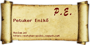 Petuker Enikő névjegykártya
